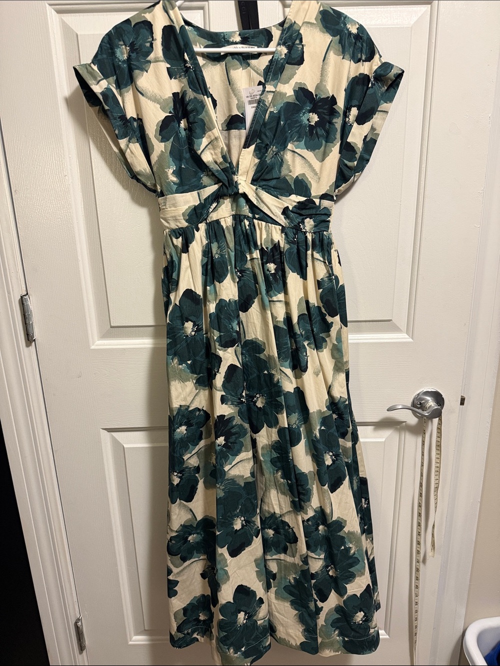 Abercrombie & Fitch Cream Maxi Dress with Teal Floral Print